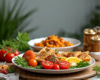 카메라와 조명 아래 세팅된 음식